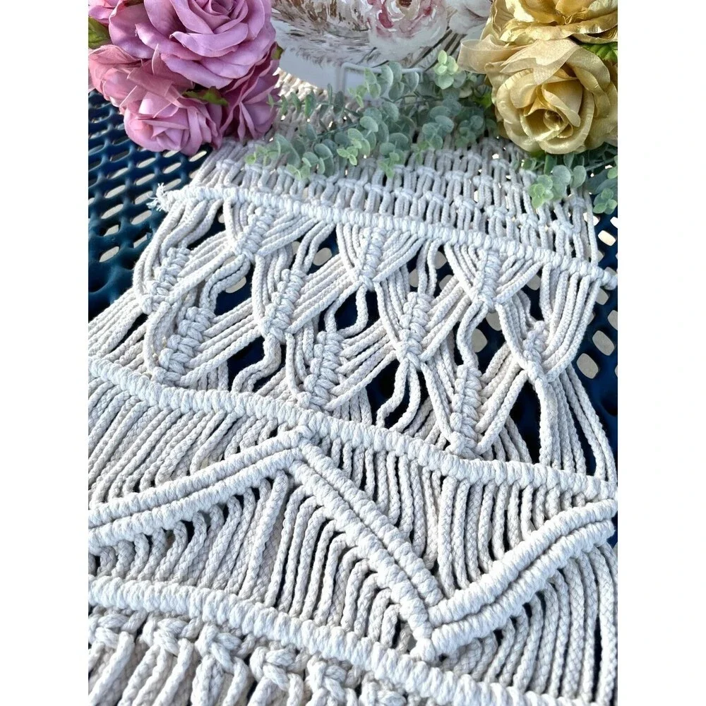 Macrame Table Runner Macrame Handwoven 86x13 Long Bohemian Wedding Party Coastal